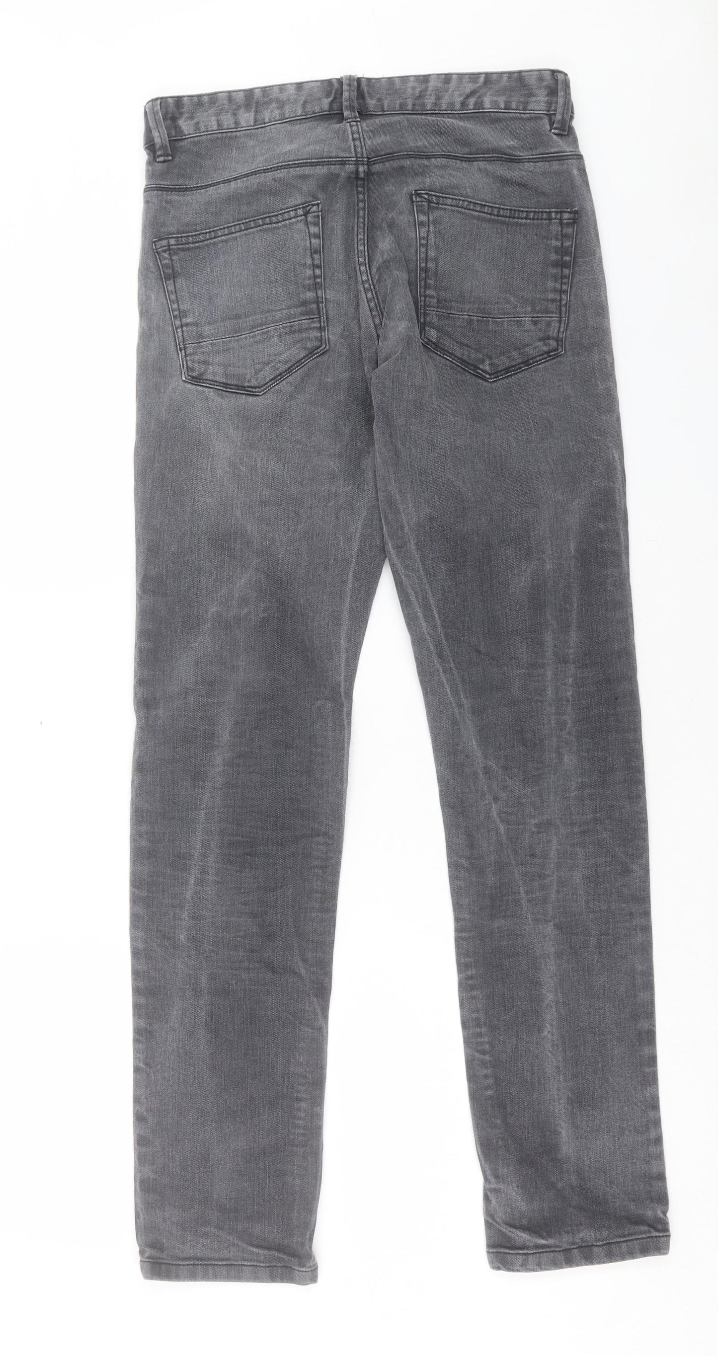 NEXT Mens Grey Cotton Straight Jeans Size 28 in L31 in Slim Button