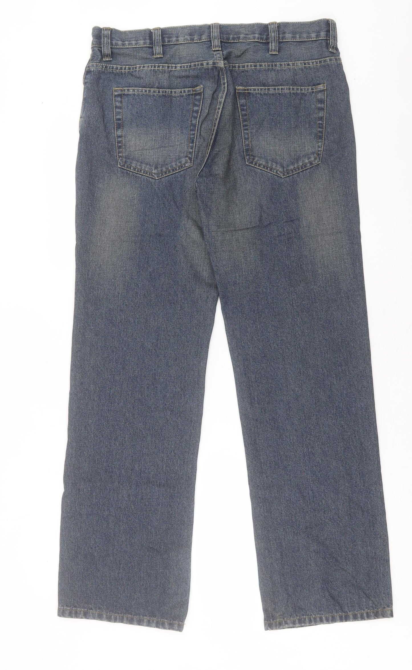 Matalan Mens Blue Cotton Straight Jeans Size 36 in L32 in Regular Button