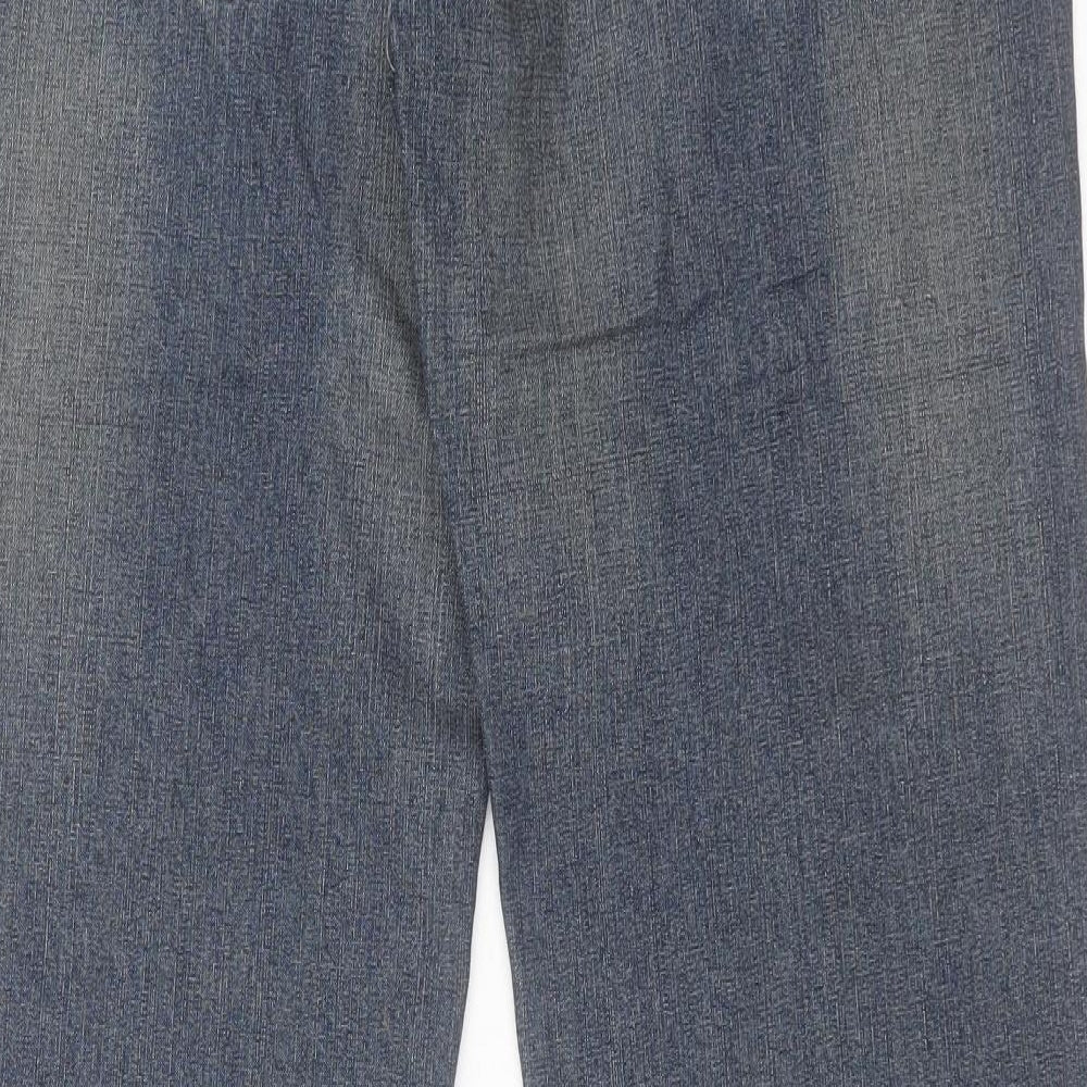 Matalan Mens Blue Cotton Straight Jeans Size 36 in L32 in Regular Button