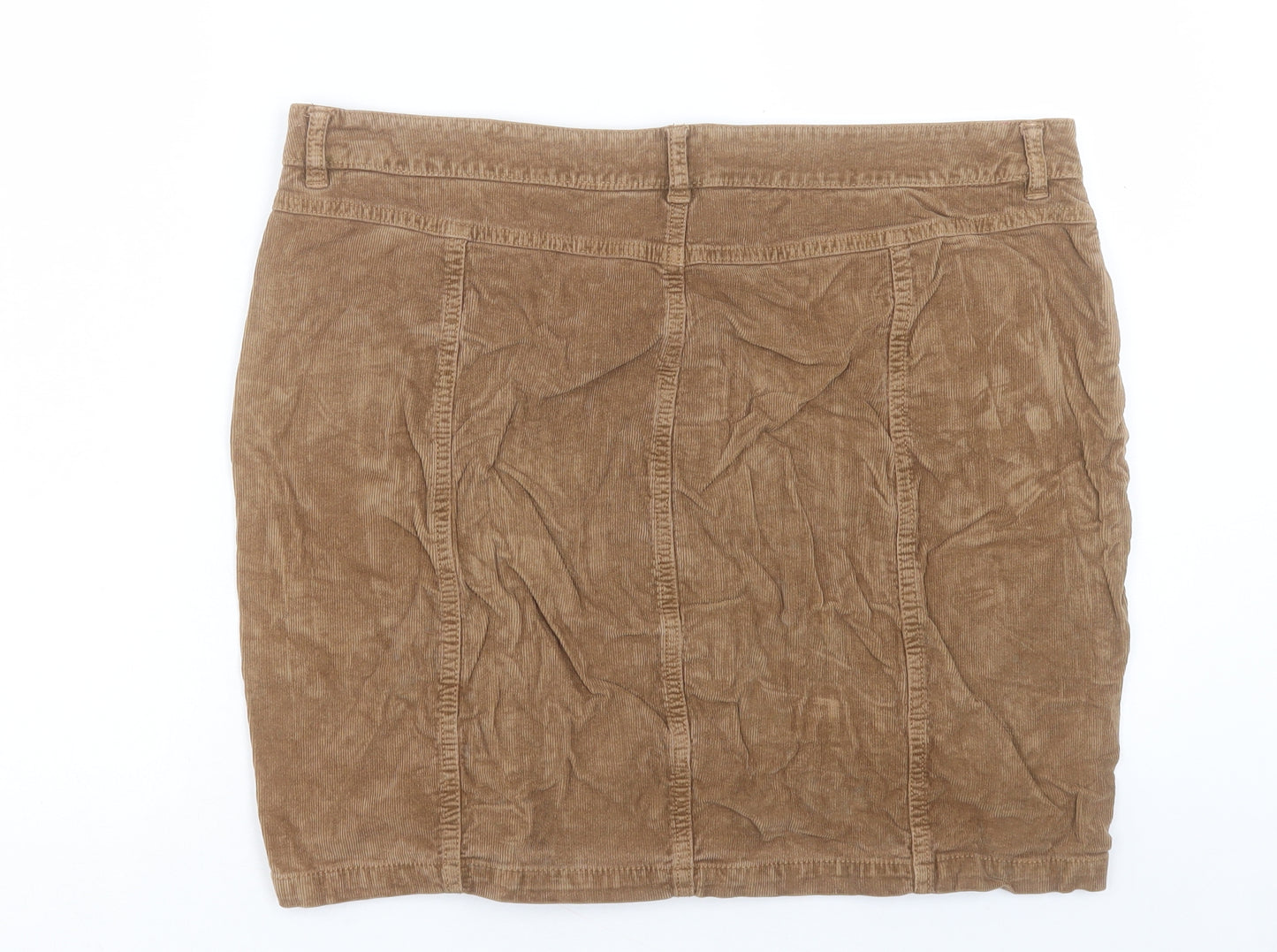 TU Womens Brown Cotton A-Line Skirt Size 16 Button