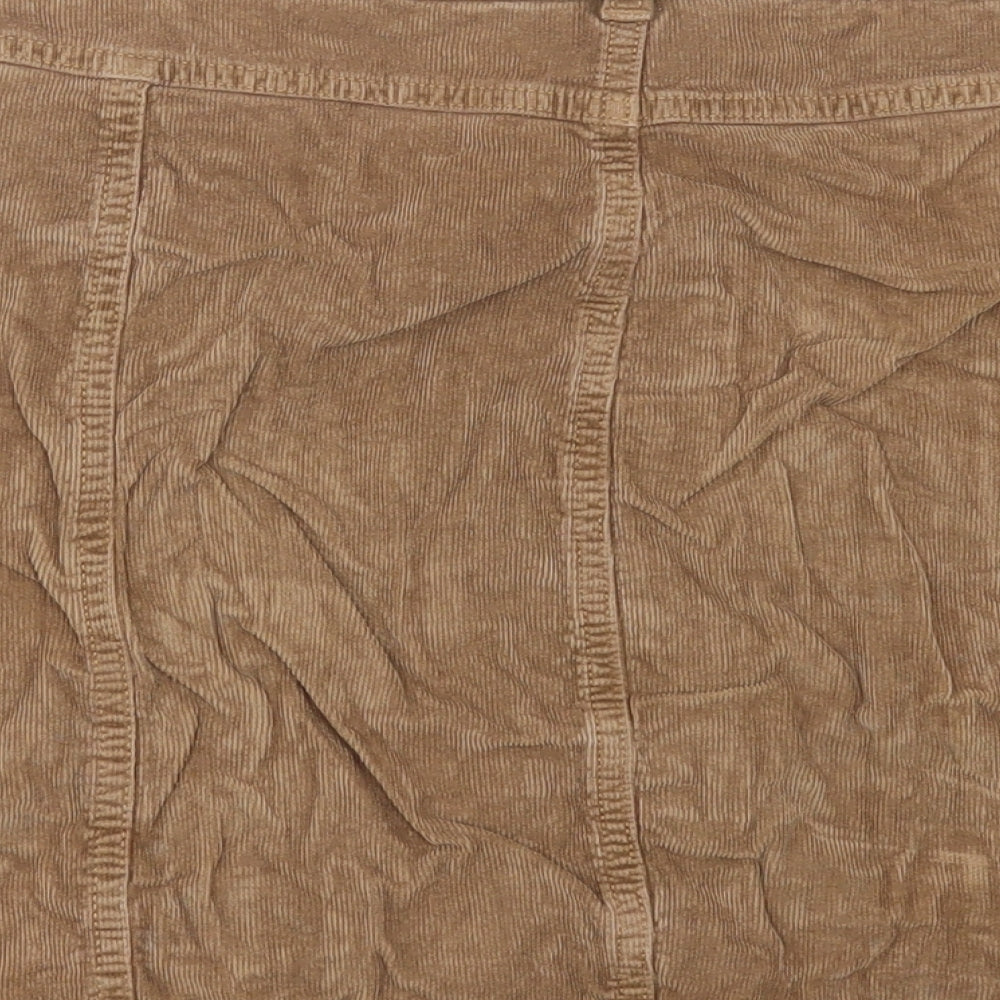 TU Womens Brown Cotton A-Line Skirt Size 16 Button