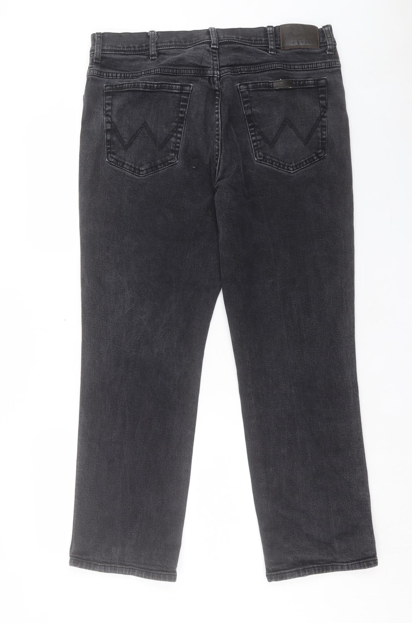 Wrangler Mens Black Cotton Straight Jeans Size 38 in L29 in Regular Button - Short Leg