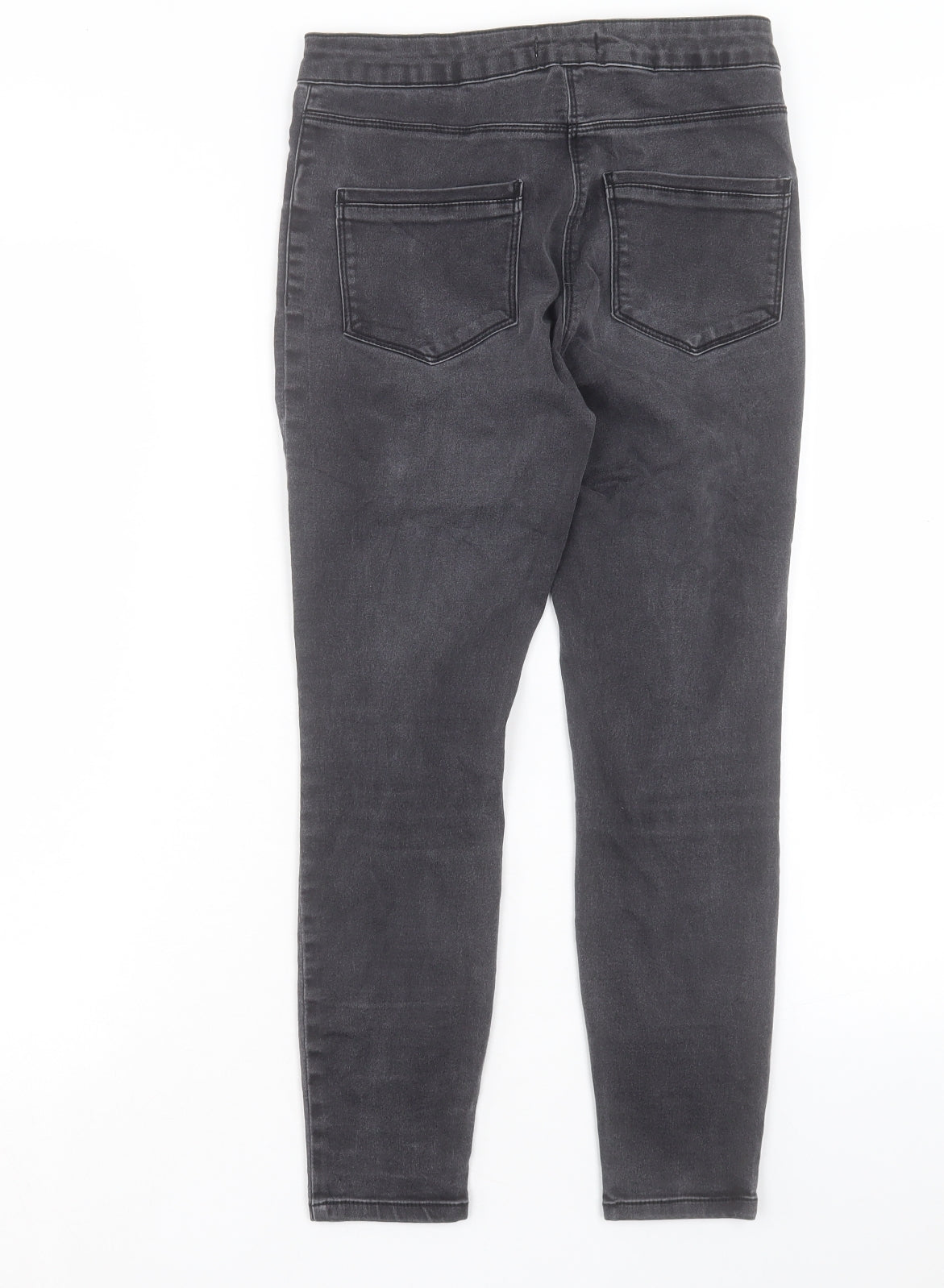 Papaya Womens Grey Cotton Skinny Jeans Size 10 L24 in Regular Button