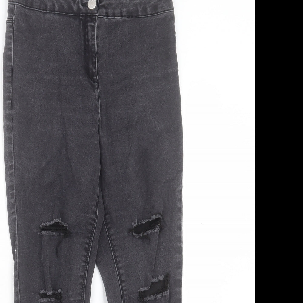 Papaya Womens Grey Cotton Skinny Jeans Size 10 L24 in Regular Button