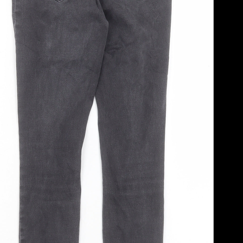 Papaya Womens Grey Cotton Skinny Jeans Size 10 L24 in Regular Button