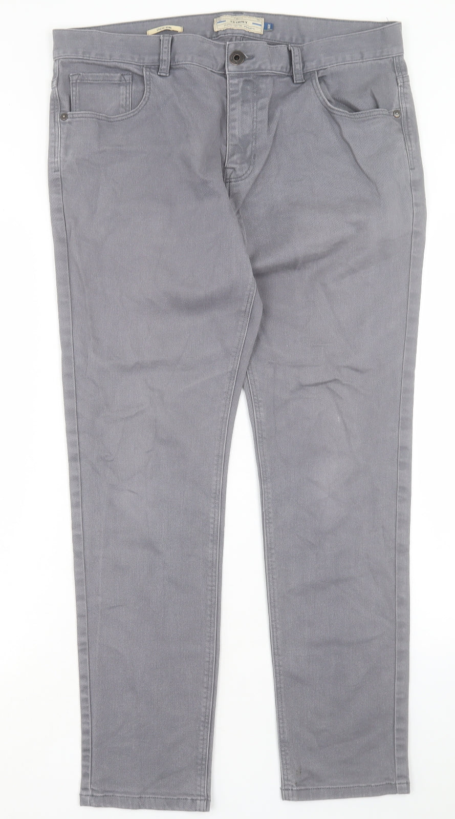 NEXT Mens Grey Cotton Skinny Jeans Size 36 in L31 in Regular Button
