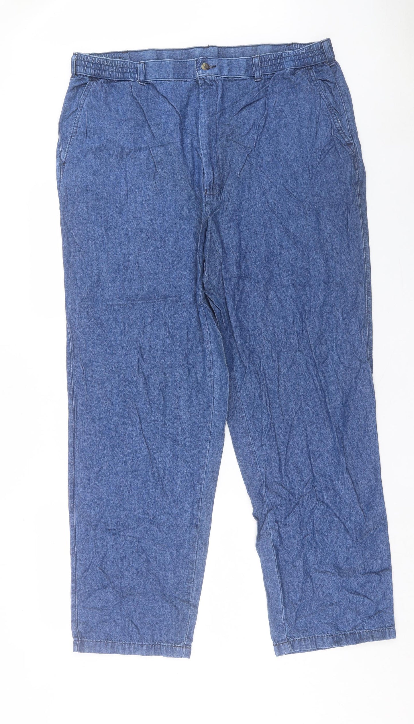 Preworn Womens Blue Cotton Straight Jeans Size 40 in L32 in Regular Button