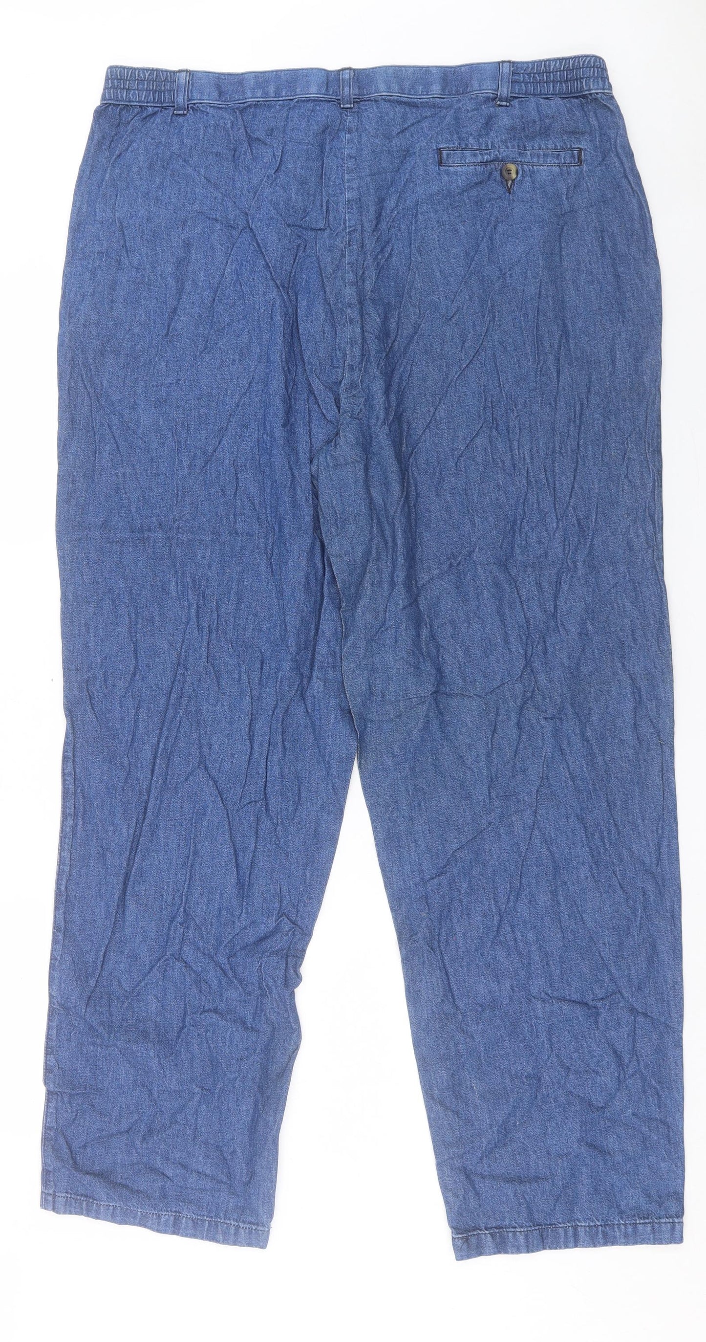 Preworn Womens Blue Cotton Straight Jeans Size 40 in L32 in Regular Button