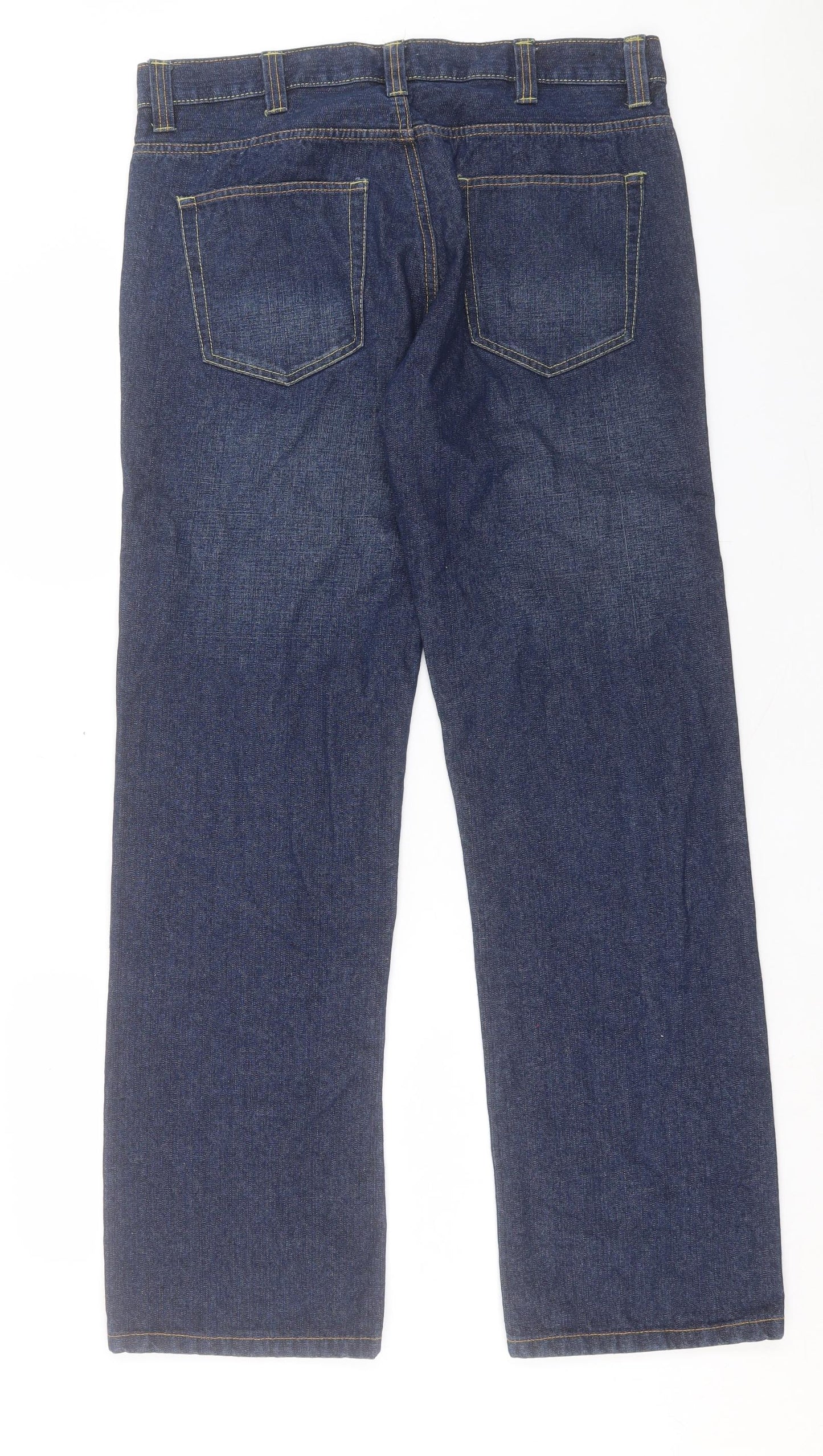 Matalan Mens Blue Cotton Straight Jeans Size 36 in L32 in Regular Button