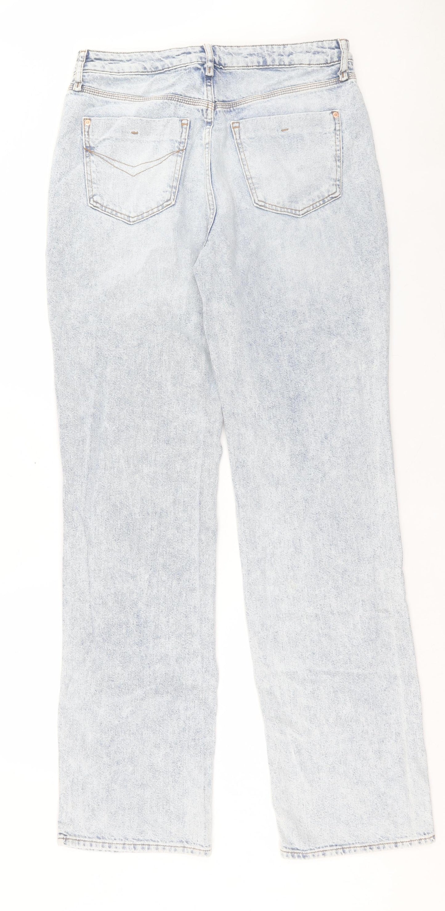 River Island Womens Blue Cotton Straight Jeans Size 12 L35 in Regular Button - Extra Long
