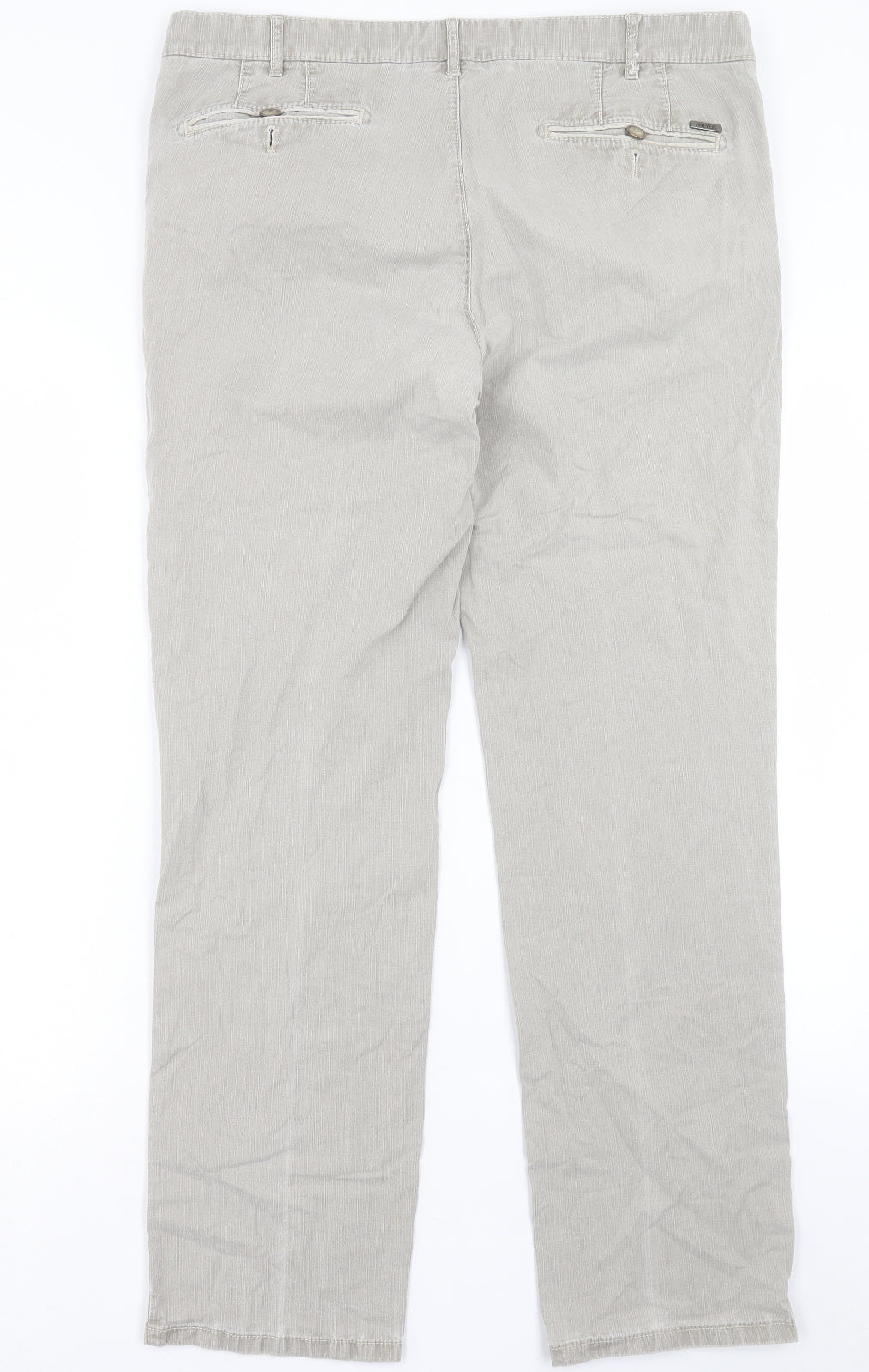Meyer Mens Beige Cotton Trousers Size 38 in L32 in Regular Hook & Eye