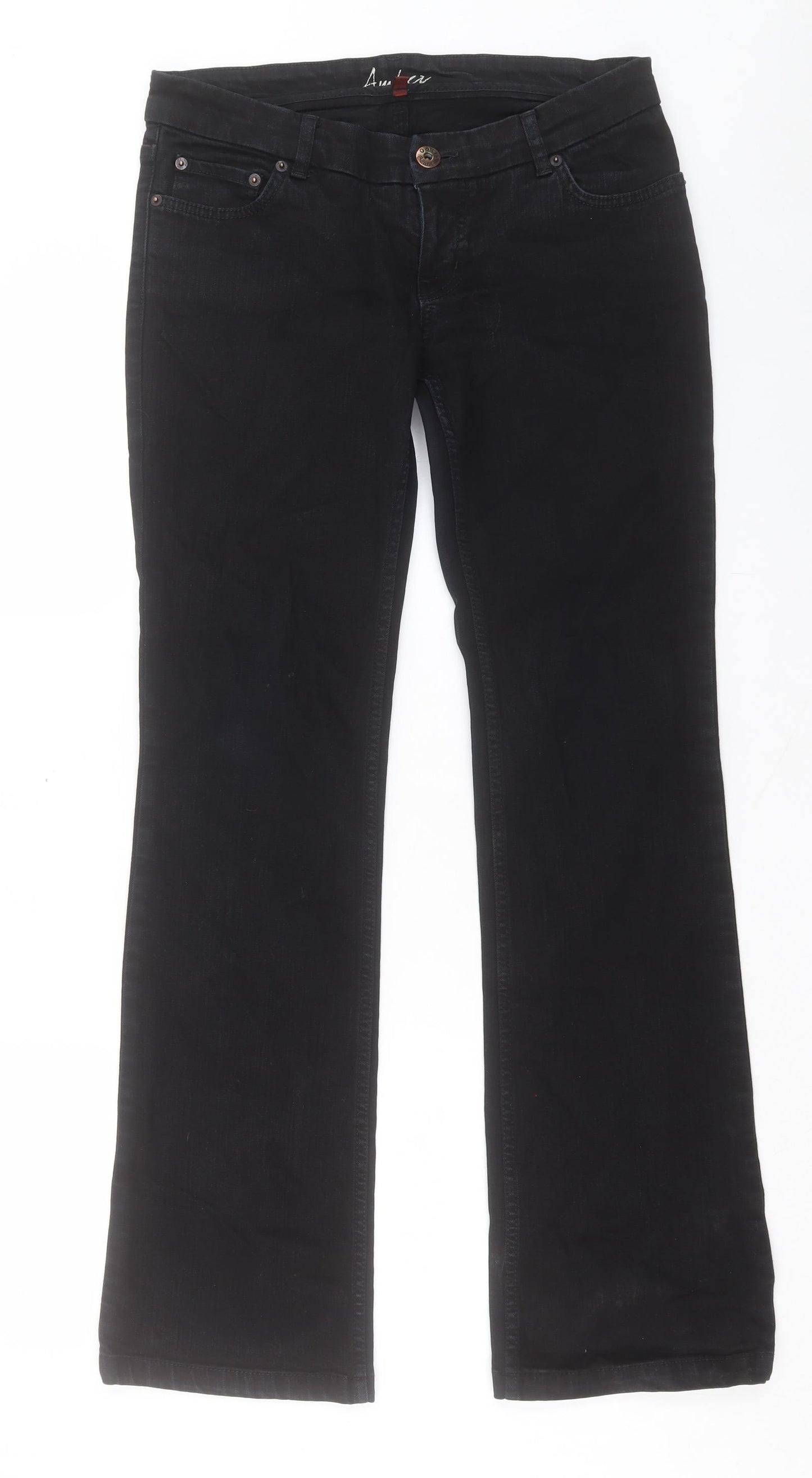 Oasis Womens Black Cotton Straight Jeans Size 12 L32 in Regular Button