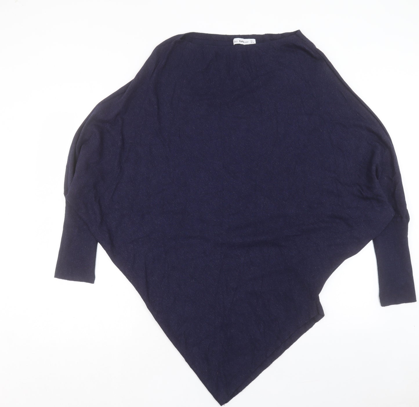 Zara Womens Blue Boat Neck Viscose Pullover Jumper Size L