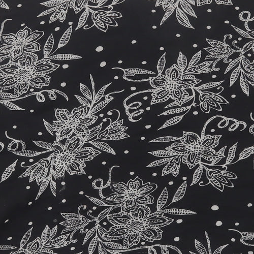 Anne Carson Womens Black Floral Polyester Basic Blouse Size XL V-Neck