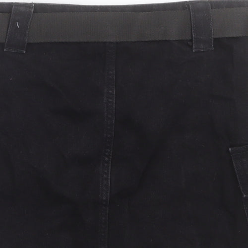 Topshop Womens Black Cotton A-Line Skirt Size 8 Button