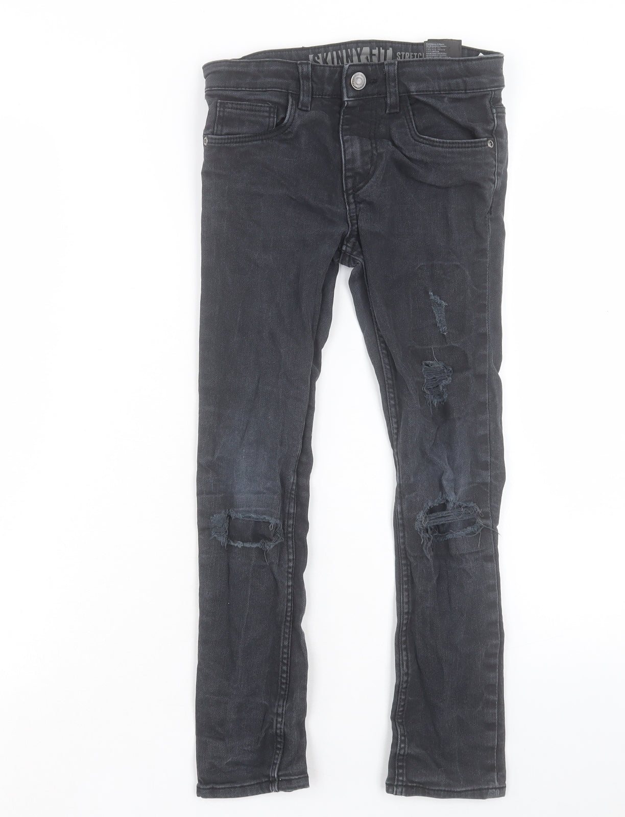 H&M Boys Black Cotton Skinny Jeans Size 8-9 Years Regular Button