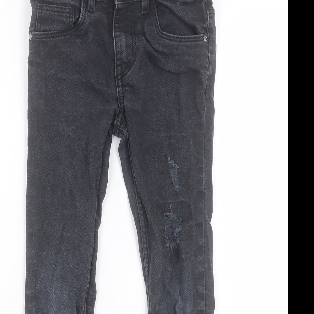 H&M Boys Black Cotton Skinny Jeans Size 8-9 Years Regular Button
