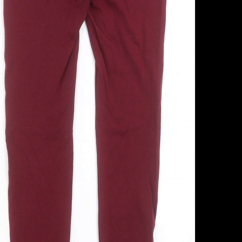 PARISIAN SIGNATURE Womens Red Polyester Jegging Trousers Size 12 L28 in Regular Button