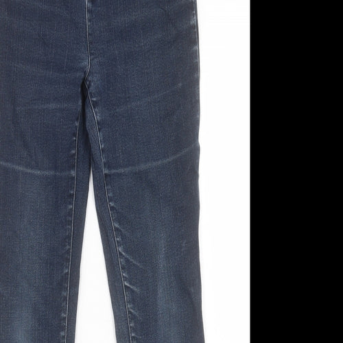 Per Una Womens Blue Cotton Straight Jeans Size 10 L28 in Regular Button