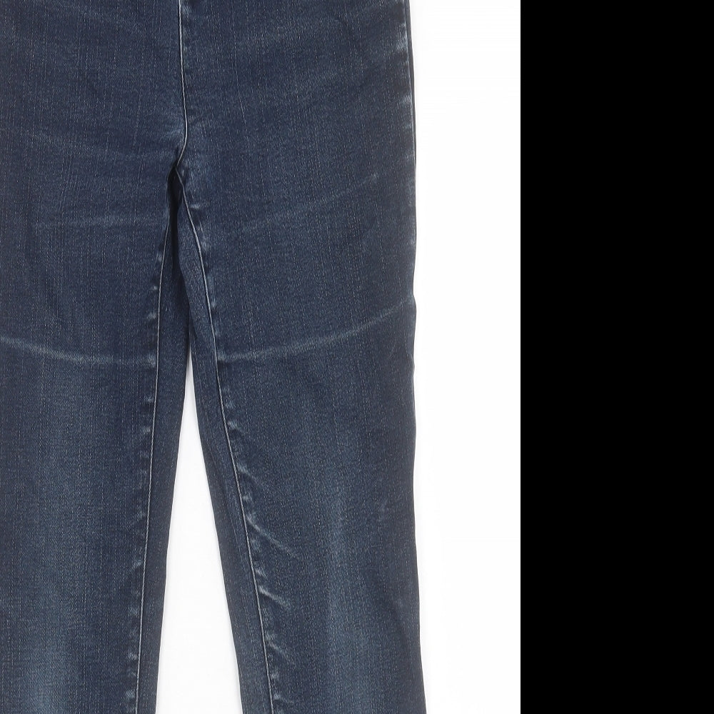 Per Una Womens Blue Cotton Straight Jeans Size 10 L28 in Regular Button