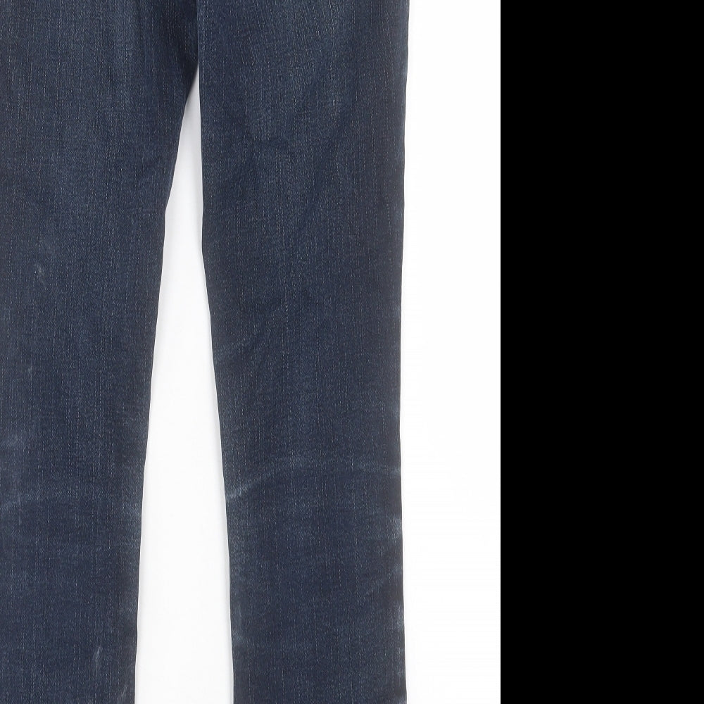 Per Una Womens Blue Cotton Straight Jeans Size 10 L28 in Regular Button