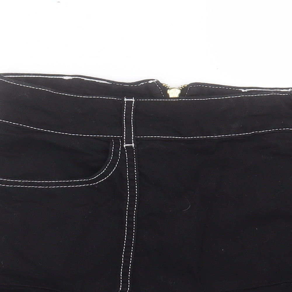 River Island Womens Black Cotton A-Line Skirt Size 10 Zip