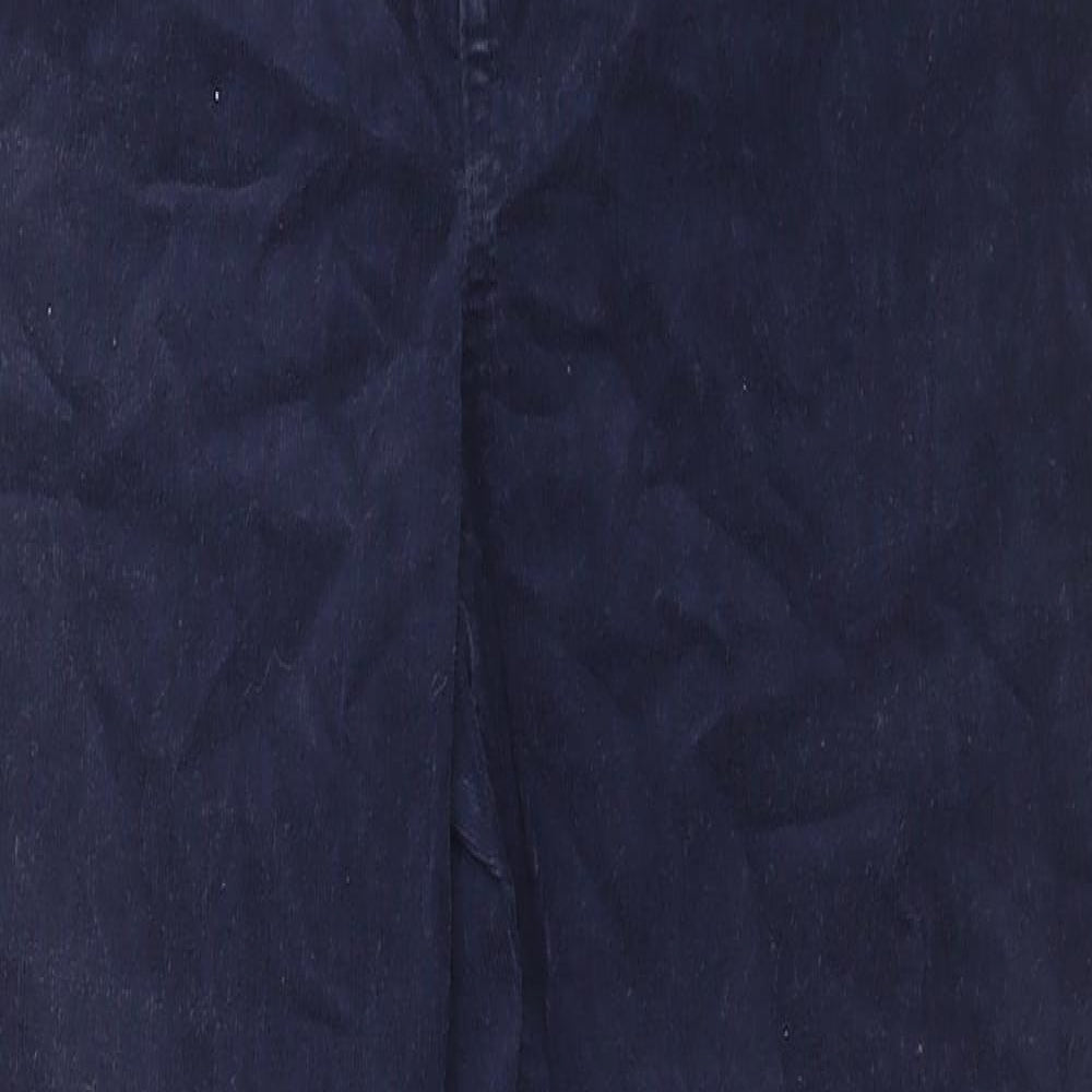 Marks and Spencer Womens Blue Cotton Trousers Size 16 L30 in Regular Button