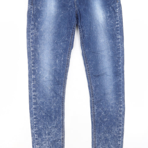 Miss Selfridge Womens Blue Cotton Skinny Jeans Size 12 L31 in Regular Button