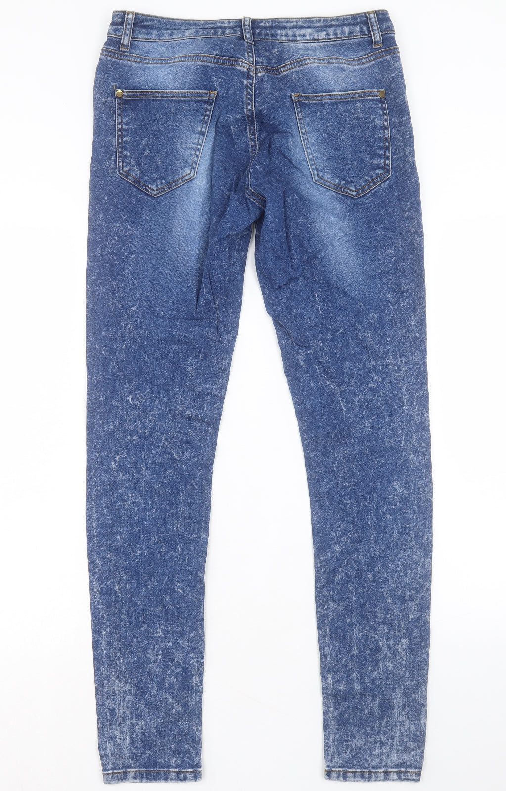 Miss Selfridge Womens Blue Cotton Skinny Jeans Size 12 L31 in Regular Button