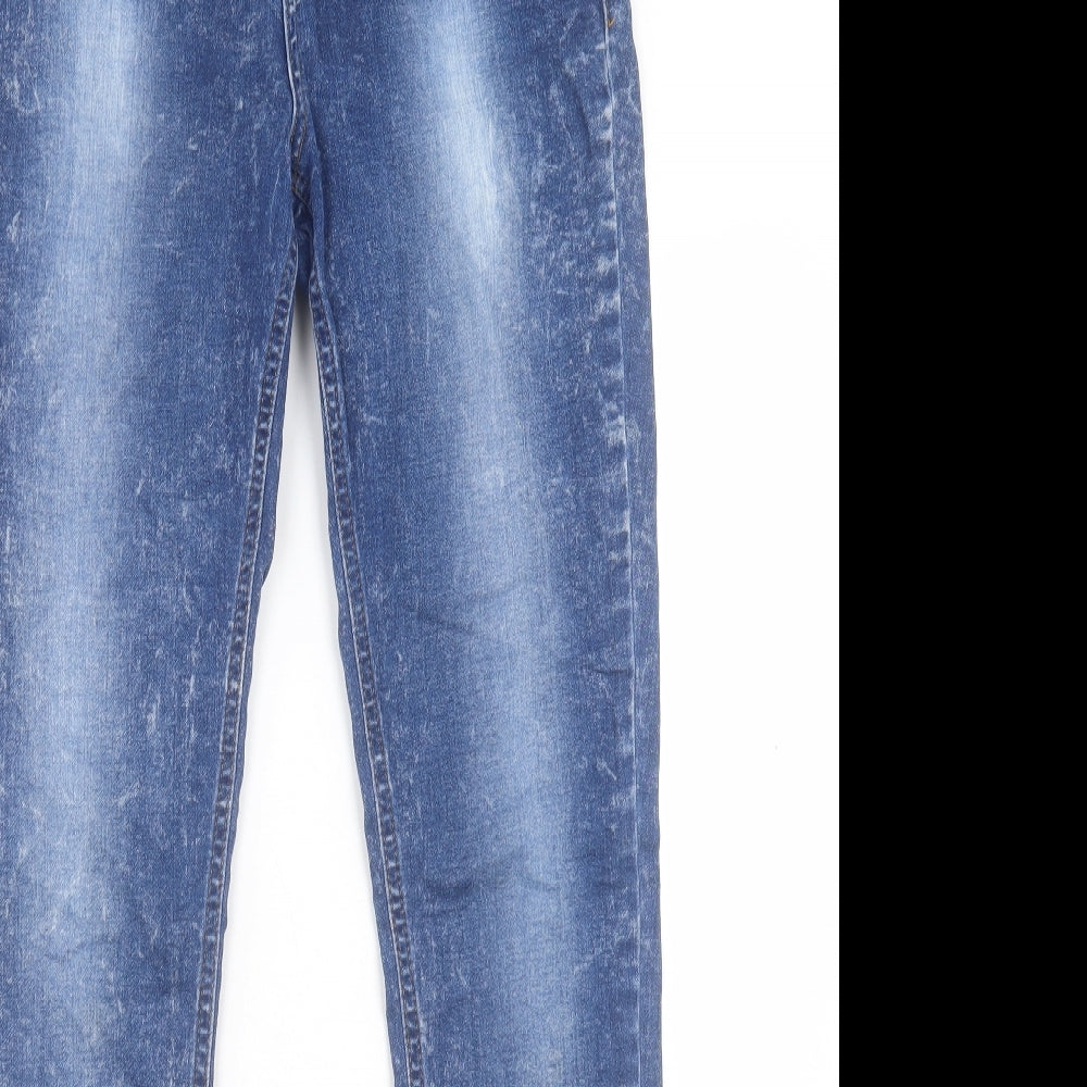 Miss Selfridge Womens Blue Cotton Skinny Jeans Size 12 L31 in Regular Button