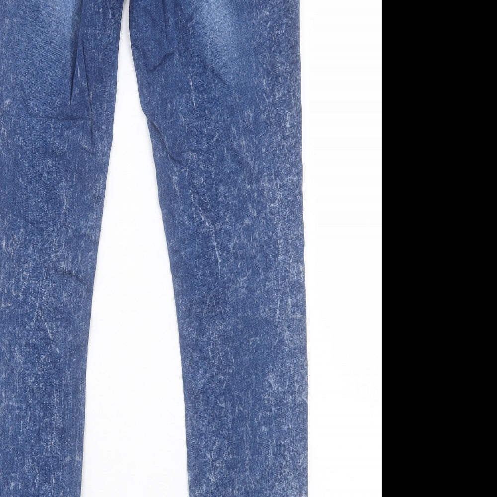 Miss Selfridge Womens Blue Cotton Skinny Jeans Size 12 L31 in Regular Button