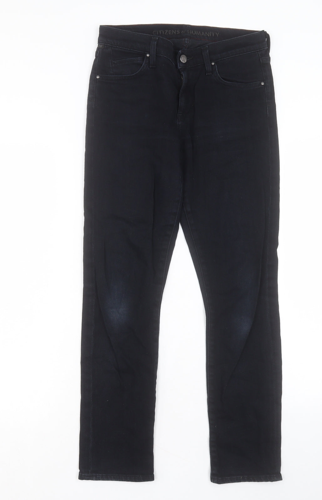 Citizens of Humanity Womens Black Cotton Straight Jeans Size 18 L28 in Regular Button