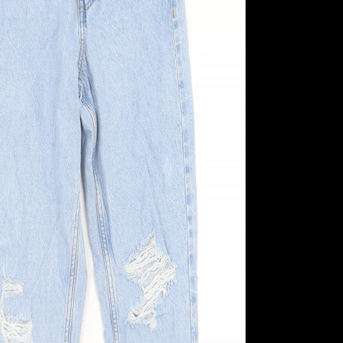 Denim & Co. Womens Blue Cotton Straight Jeans Size 4 L29 in Regular Button