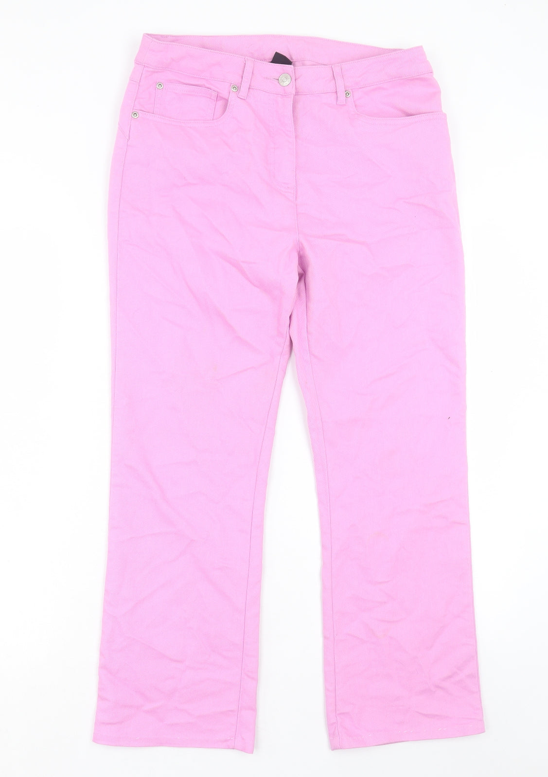 Cotton Traders Womens Pink Cotton Straight Jeans Size 12 L25 in Regular Button