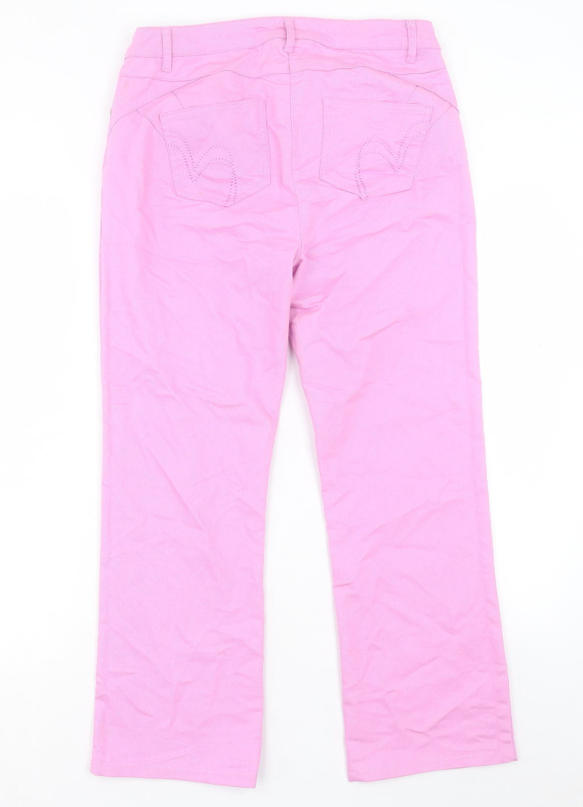 Cotton Traders Womens Pink Cotton Straight Jeans Size 12 L25 in Regular Button