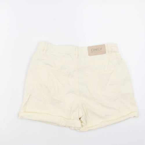 Only Womens Ivory Cotton Boyfriend Shorts Size M L3 in Regular Button