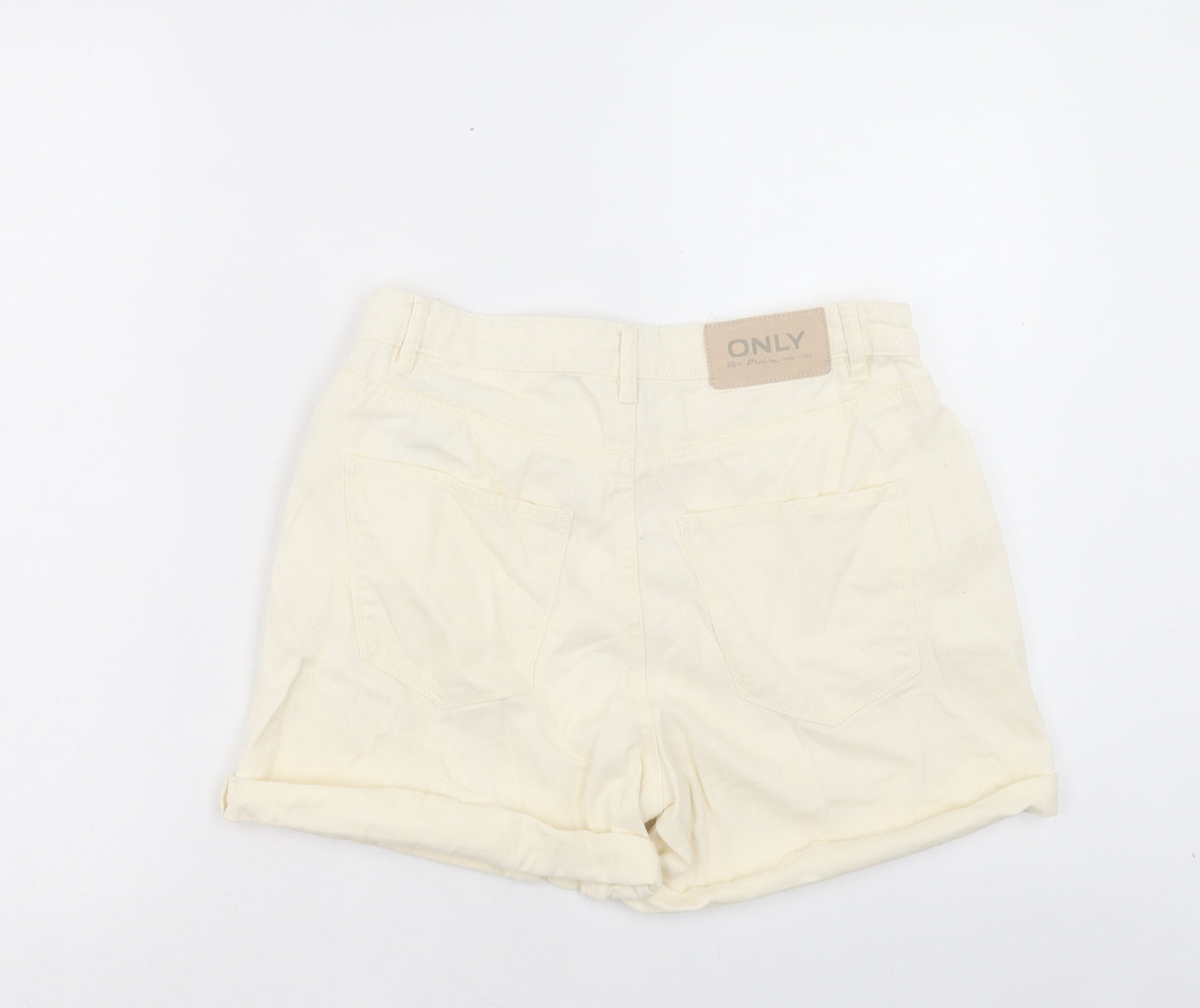 Only Womens Ivory Cotton Boyfriend Shorts Size M L3 in Regular Button