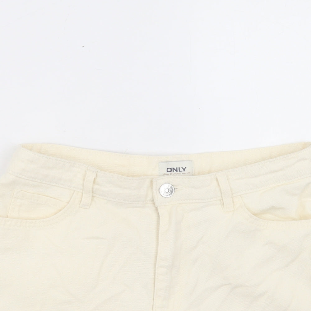 Only Womens Ivory Cotton Boyfriend Shorts Size M L3 in Regular Button