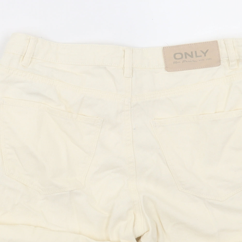 Only Womens Ivory Cotton Boyfriend Shorts Size M L3 in Regular Button