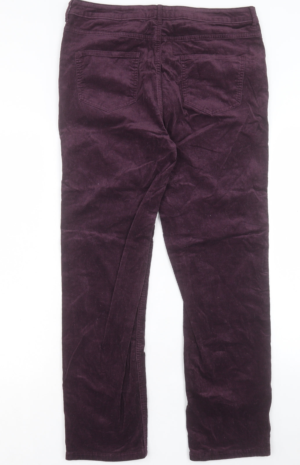 Marks and Spencer Womens Purple Cotton Trousers Size 16 L29 in Regular Button
