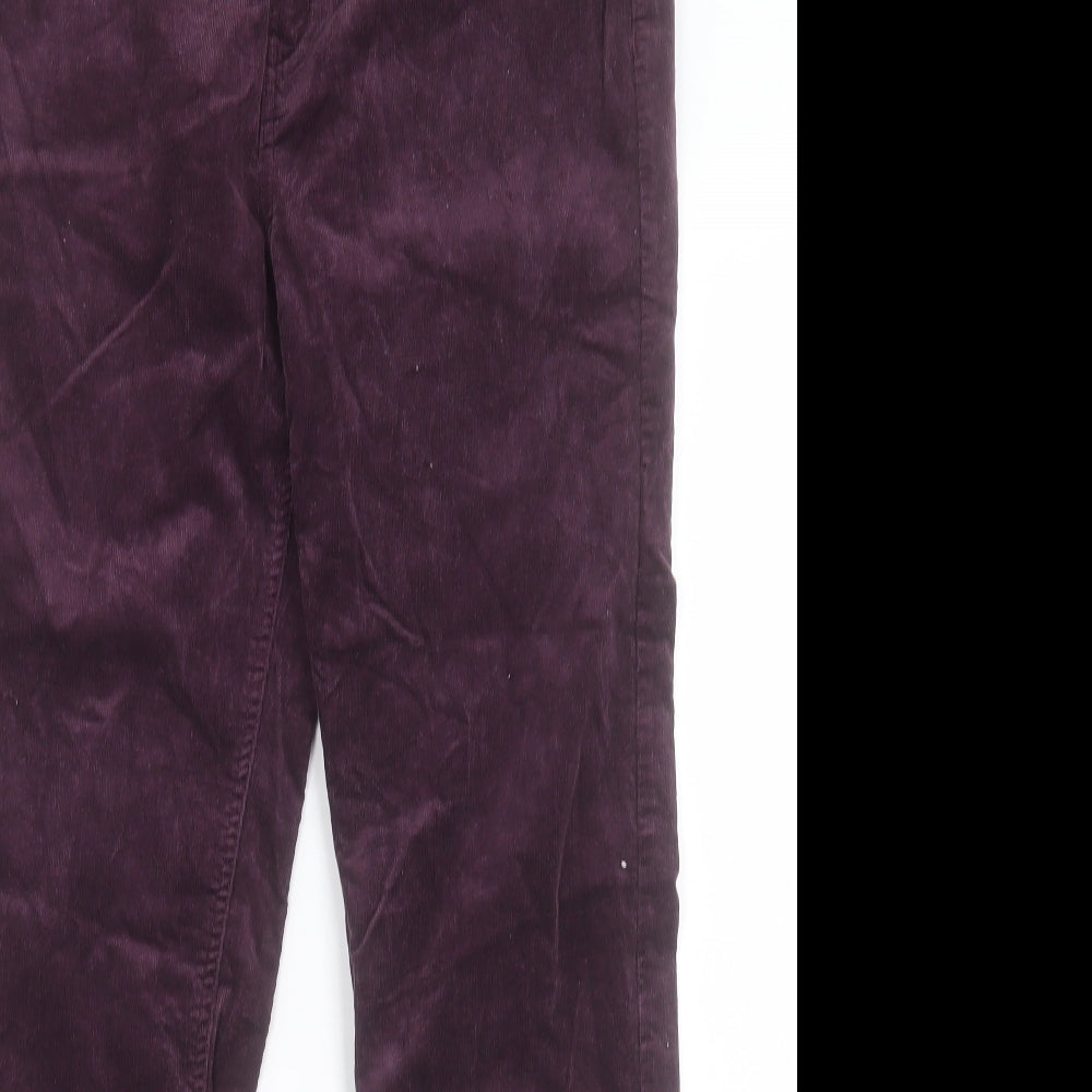 Marks and Spencer Womens Purple Cotton Trousers Size 16 L29 in Regular Button