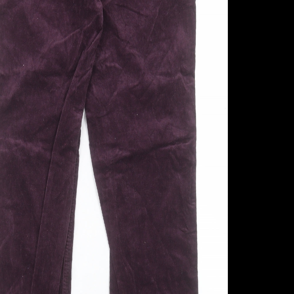 Marks and Spencer Womens Purple Cotton Trousers Size 16 L29 in Regular Button