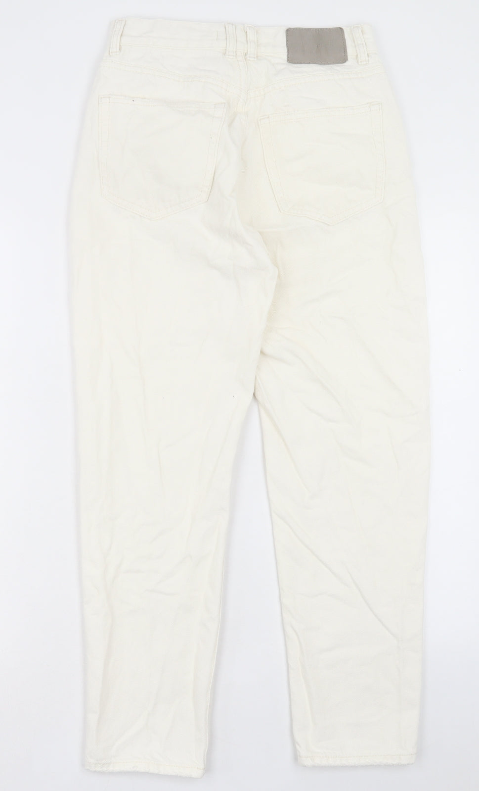 Pull&Bear Womens White Cotton Straight Jeans Size 10 L23 in Regular Button
