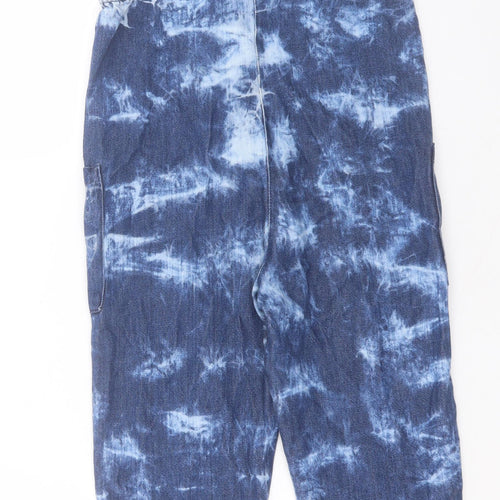 NEXT Girls Blue Geometric Cotton Jumpsuit One-Piece Size 8 Years Button