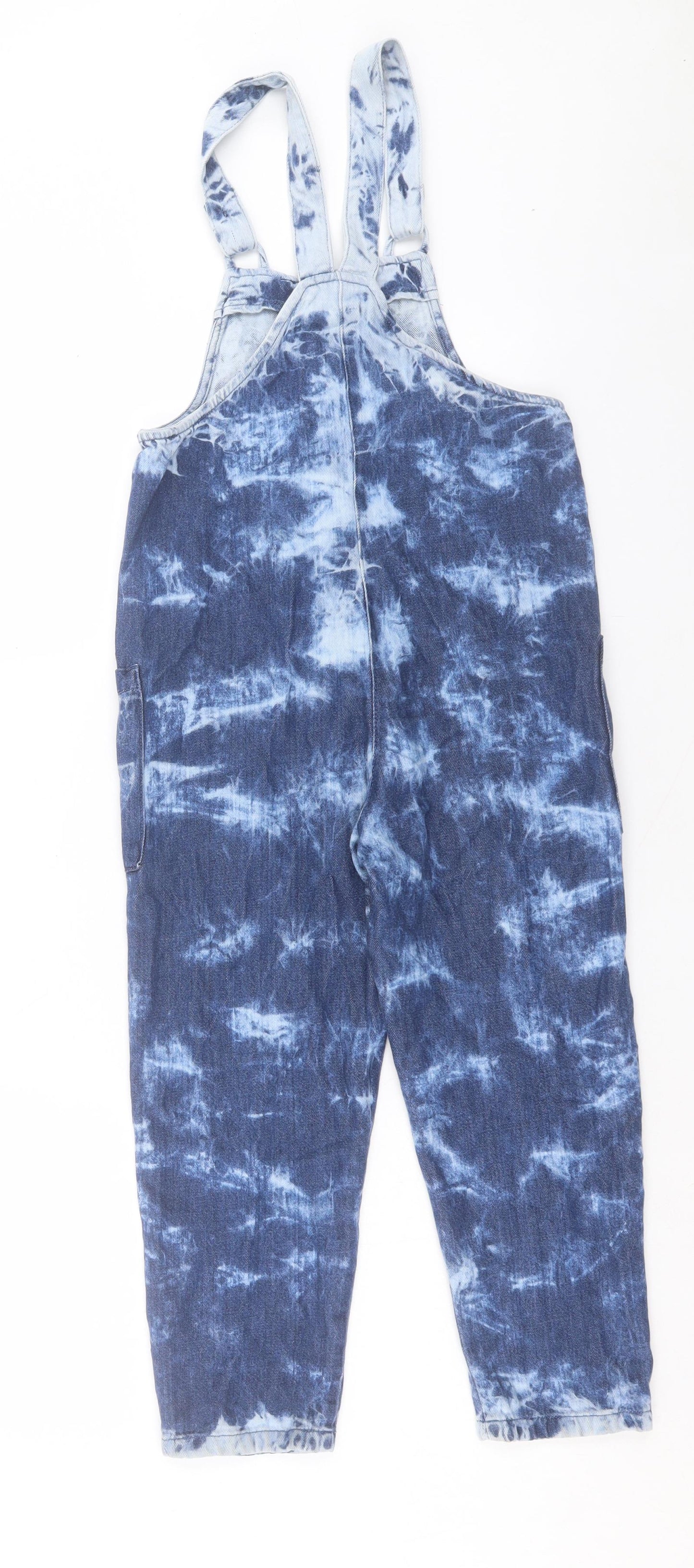 NEXT Girls Blue Geometric Cotton Jumpsuit One-Piece Size 8 Years Button
