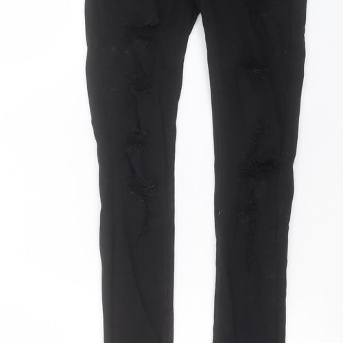 H&M Womens Black Cotton Skinny Jeans Size 6 L28 in Regular Button