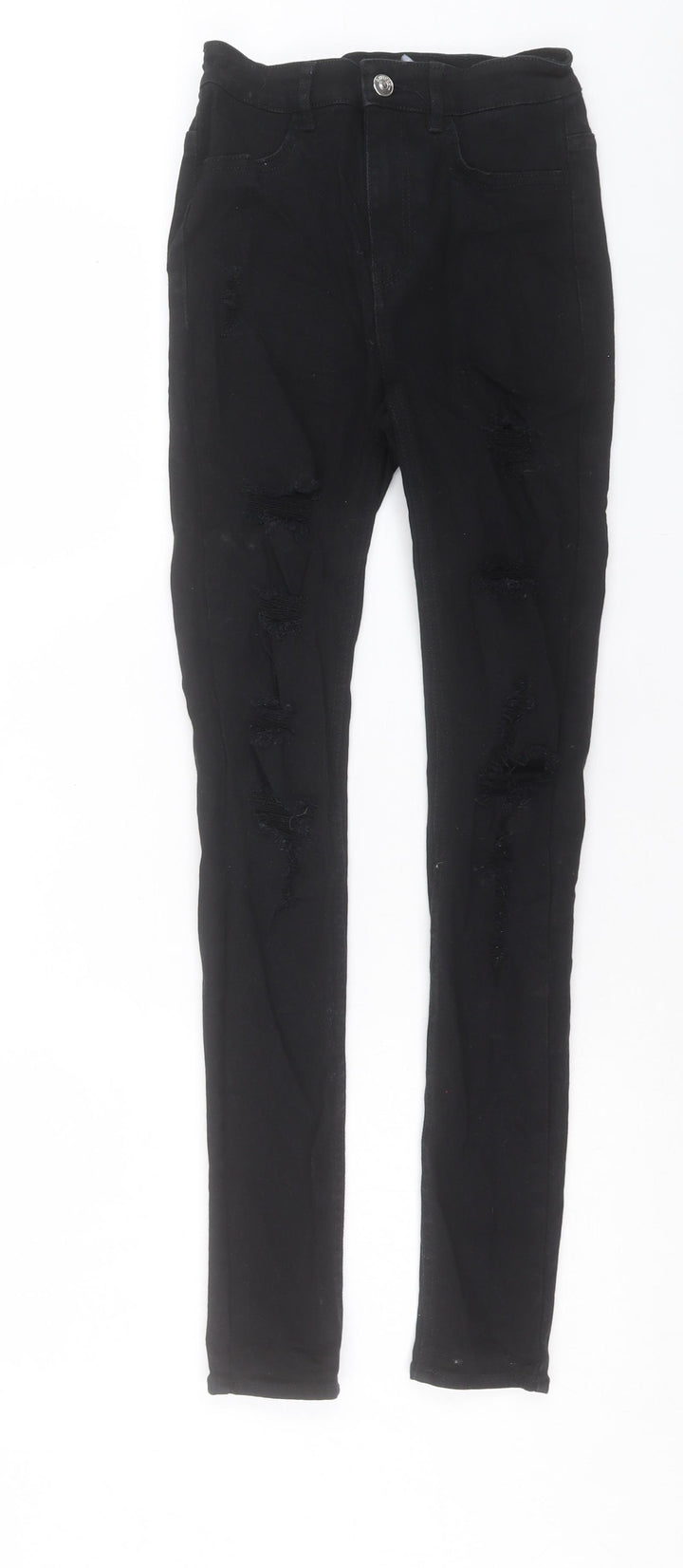 H&M Womens Black Cotton Skinny Jeans Size 6 L28 in Regular Button