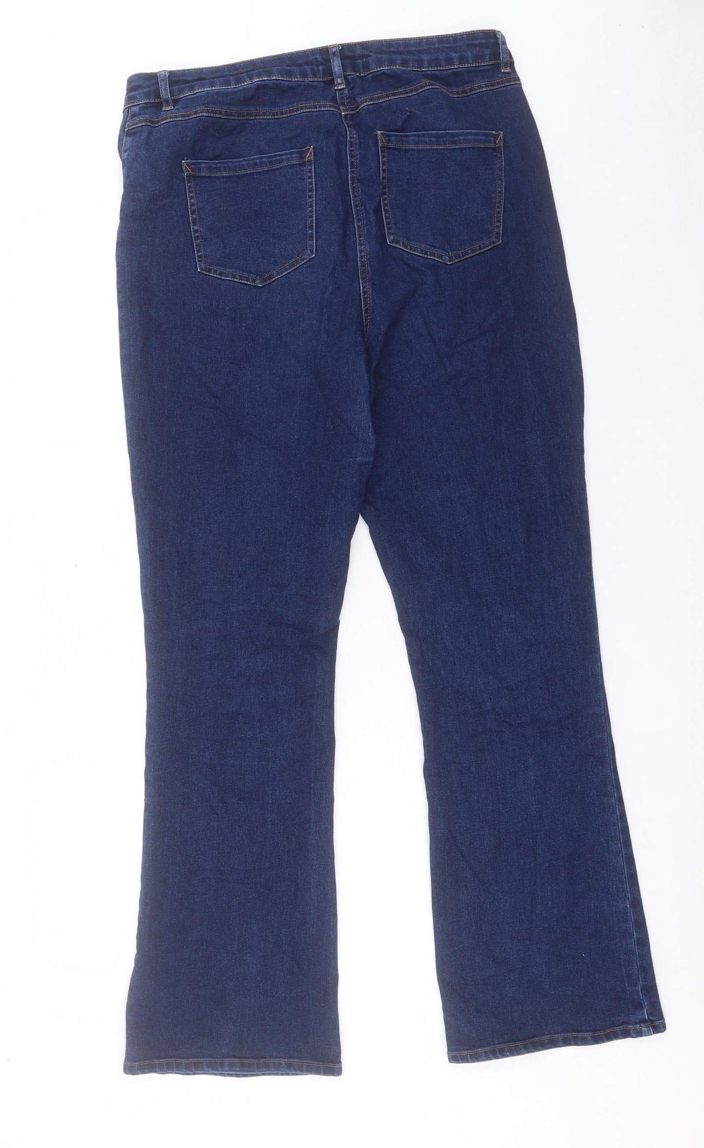 Papaya Womens Blue Cotton Straight Jeans Size 16 L31 in Regular Button