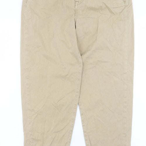 Per Una Womens Beige Cotton Chino Trousers Size 10 L27 in Regular Button