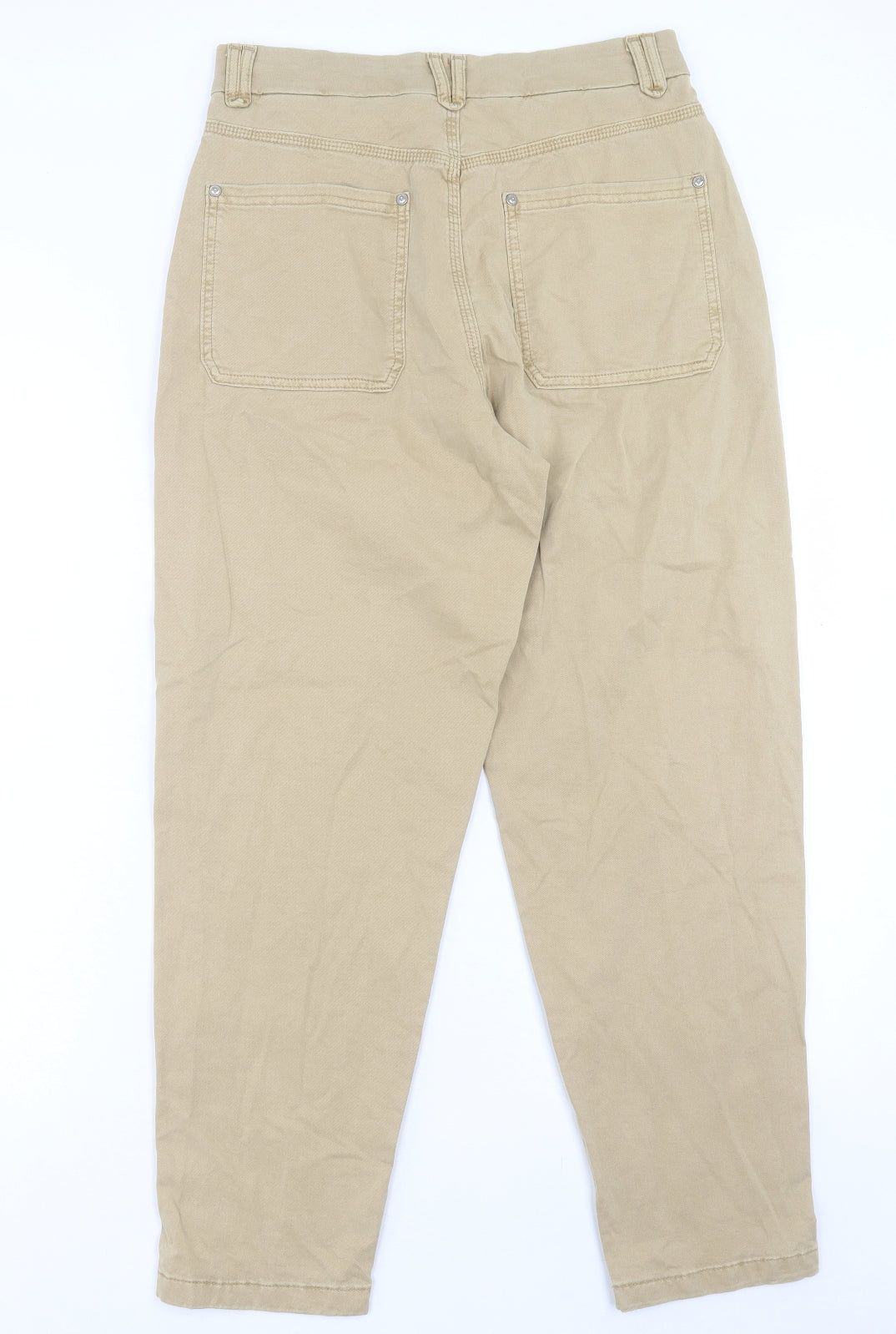 Per Una Womens Beige Cotton Chino Trousers Size 10 L27 in Regular Button